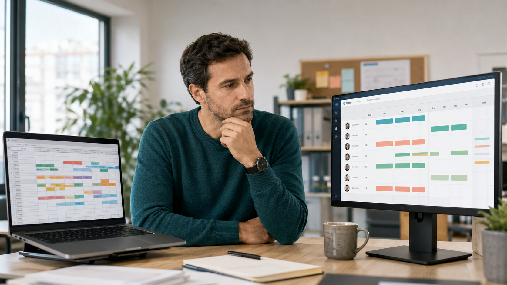 Manager mettant à jour le planning de son équipe