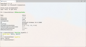 Fenetre du terminal Windows executant une session PowerShell avec plusieurs onglets