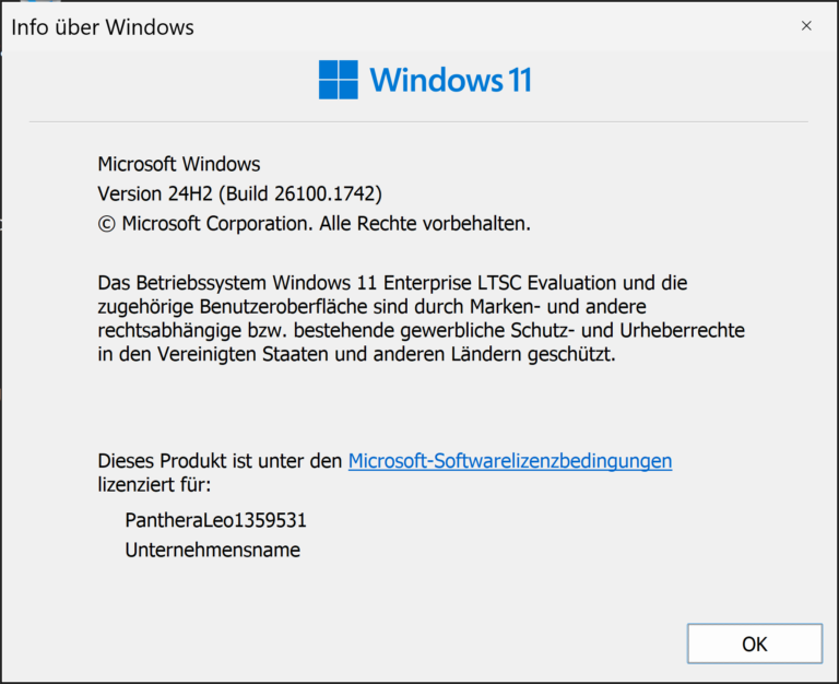 Fenetre A propos de Windows affichant la version 24H2 et le build 26100.1742