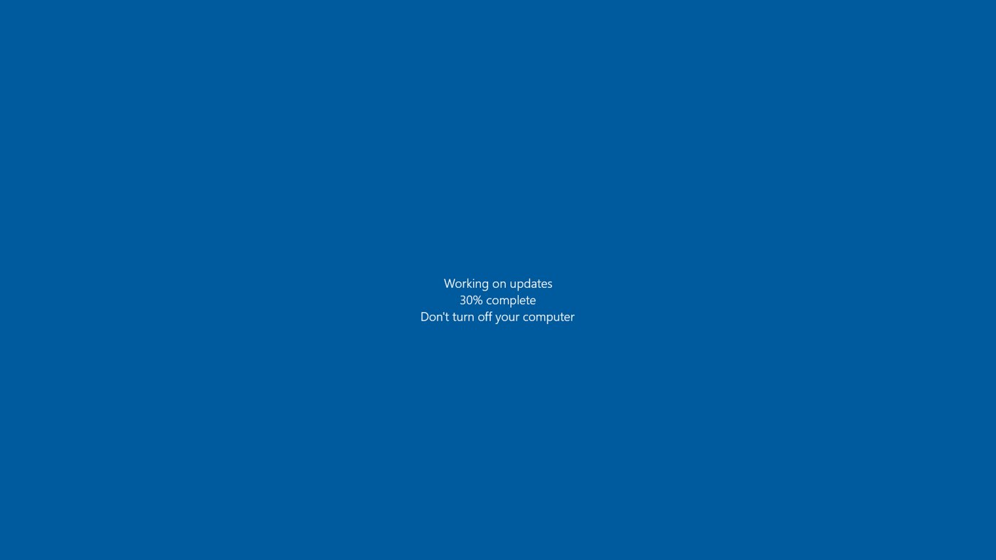 Écran de mise à jour de Windows affichant la progression de l'installation
