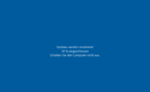 Écran de traitement des mises à jour de Windows 10 pendant le redémarrage