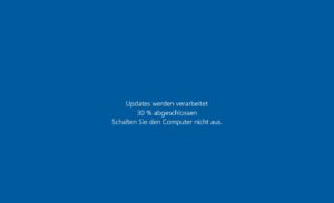 Ecran de traitement des mises a jour de Windows 10 affiche pendant un redemarrage