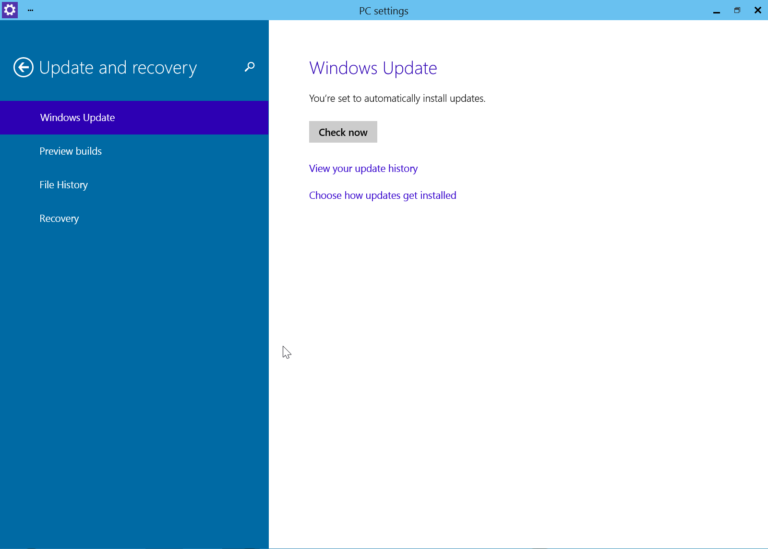 Ecran Windows Update dans les parametres de Windows 10, avec le bouton de recherche de mises a jour