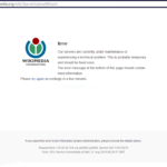 Page d'erreur serveur affichée dans un navigateur web
