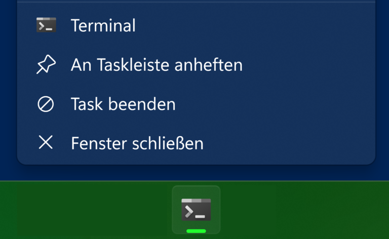 Barre des taches de Windows 11 avec le menu contextuel ouvert sur un poste en cours d'utilisation