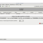 Capture de gParted montrant la conversion d'une table de partitions MBR vers GPT