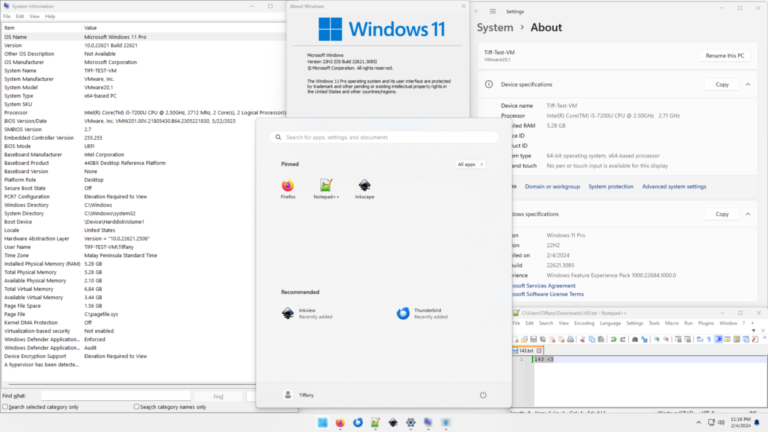 Bureau de Windows 11 avec la barre des tâches et le bouton du menu Démarrer