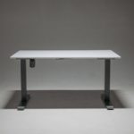 Bureau assis-debout électrique blanc à double pied réglable en hauteur