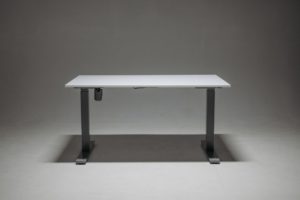 Bureau assis-debout électrique blanc à double pied réglable en hauteur